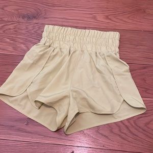 High waisted, lime, green, athletic shorts